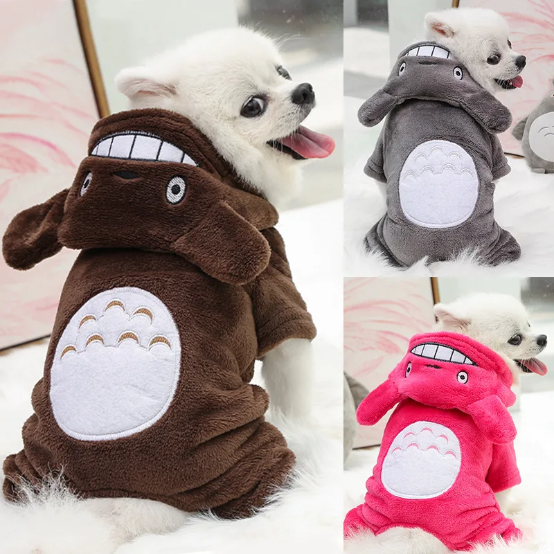 

Warm Pet Dog Cat Clothes Cartoon Puppy Costumes Hooded Soft Fleece Winter Four legged Dog Jumpsuit Chihuahua Yorkie Perro Outfit