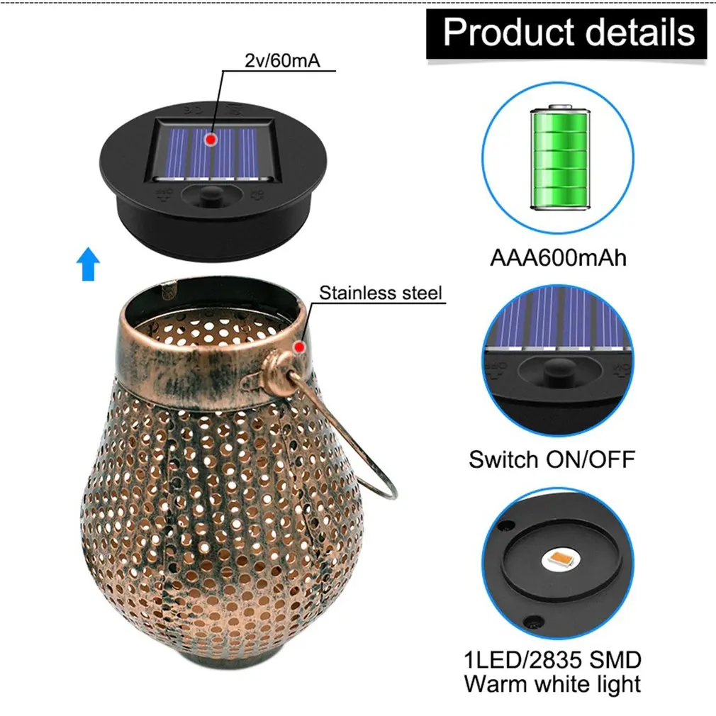 

Hanging Brown Solar Lantern Iron Lamp Ornament Solar Light Projection Lamp Solar Garden Light Tree Yard Decoration Sale