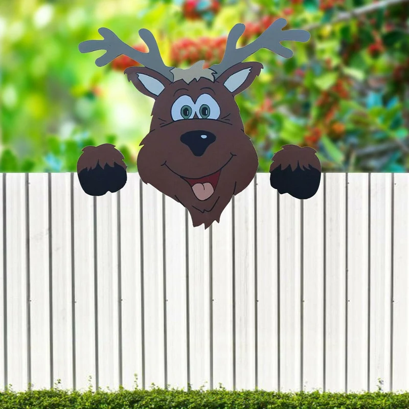 

Merry Christmas Fence Peeker Outdoor Xmas Garden Fence Decor Yard Art Lawn Pathway Patio Ornaments