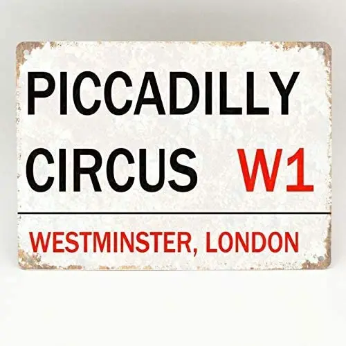 

JUCHen Piccadilly Circus London Street Road Aluminum Sign Metal Pub Club Cafe bar Home Wall Art Decoration Poster 8x12 Inch