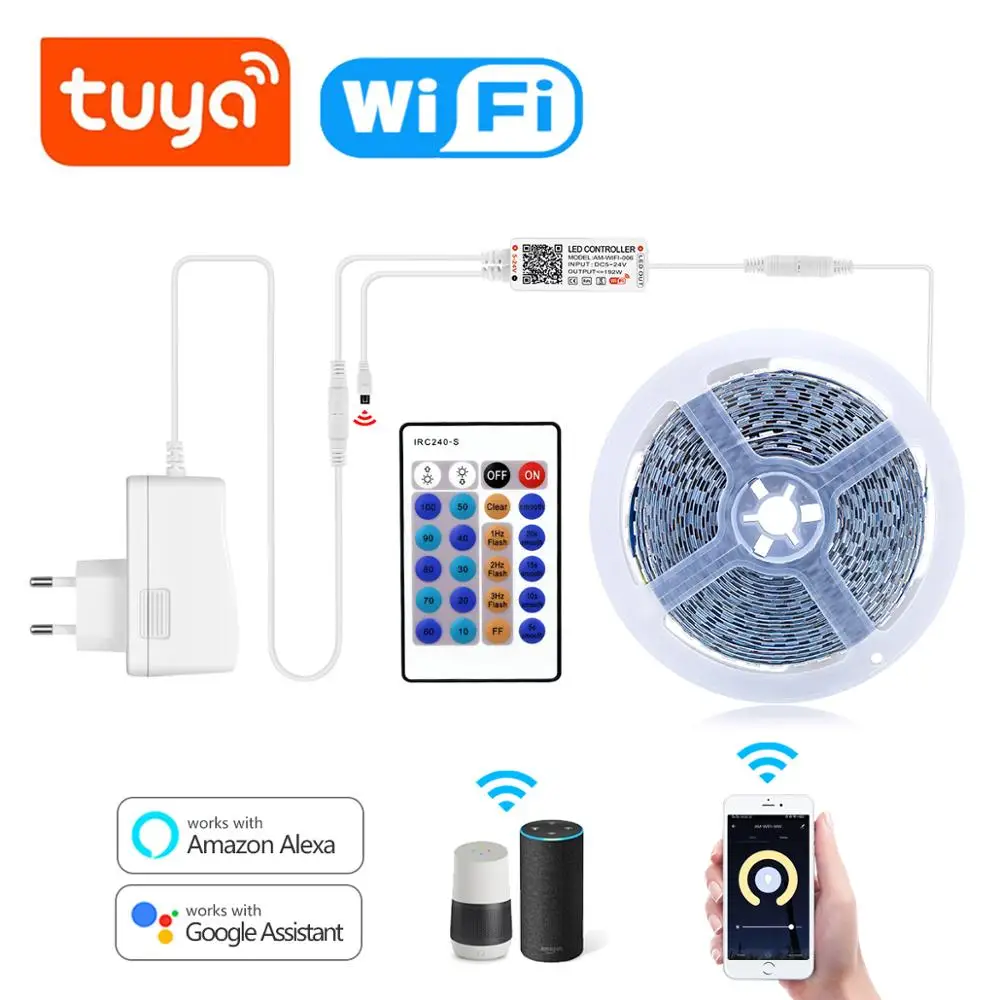 5 м умному Светодиодные ленты светильник WI FI Tuya 60 светодиодов/м светодиодная