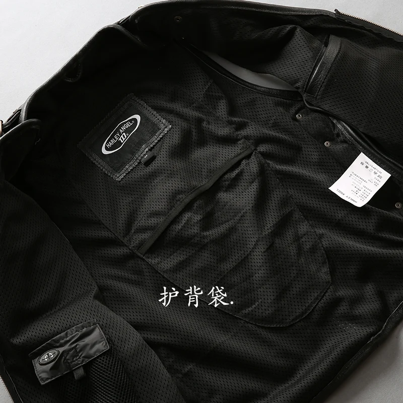 

ANGLE 2020 New Men Black Motorcycle Leather Jacket Vest Fashion Multiple shoulder straps and belts can be adjusted Biker Vests