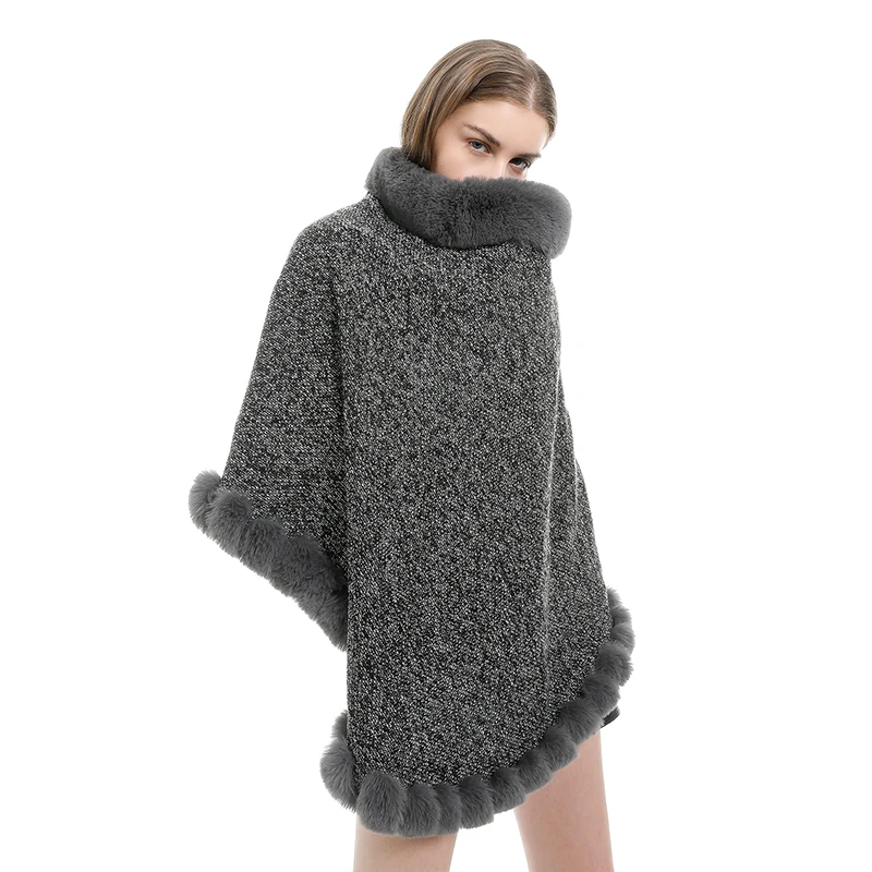 FS Cashmer пашмины свитер меховой воротник для капюшон пончо и накидки шарфы женщин