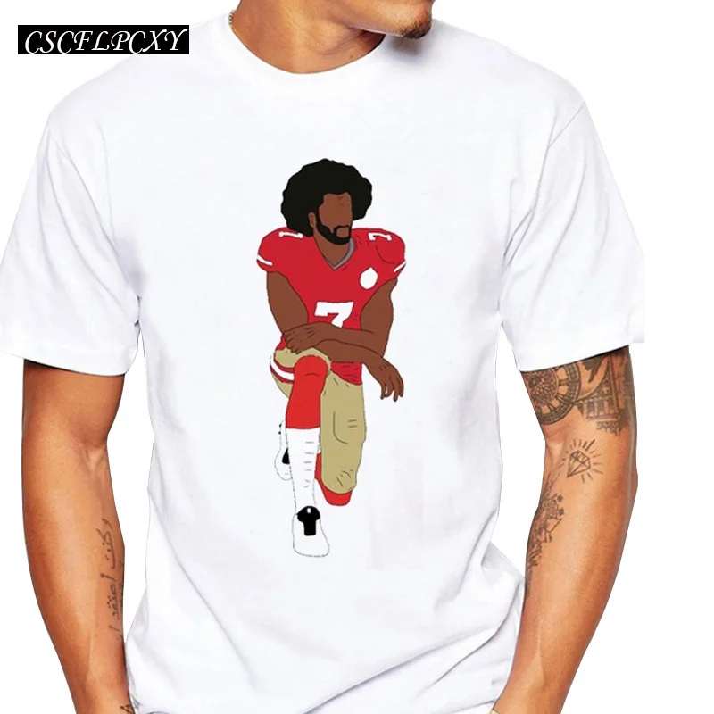 Новая модная мужская футболка Colin Kaepernick Kneeling Забавные топы с принтом футболки