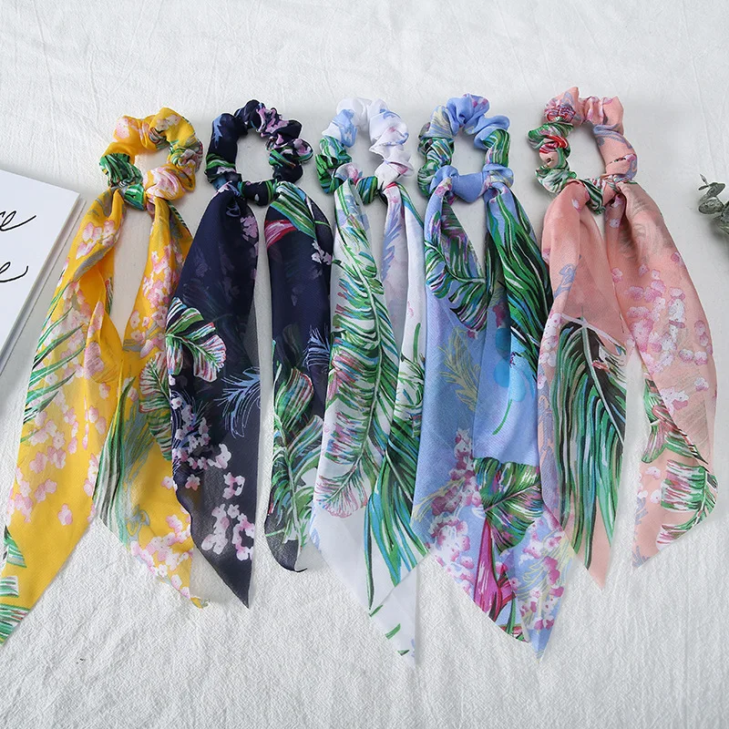 

Sweet Flowers Scrunchies Ponytail Holder Hair Tie Rubber Band Elastic Hair Rope Women Girls Hair Accessories DIY Hair Styling