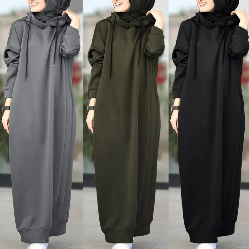 Повседневное платье Abaya в Дубае, мусульманское женское платье с капюшоном, Турция, исламский халат, длительное платье, платья, кафтан, Niqab, ос...