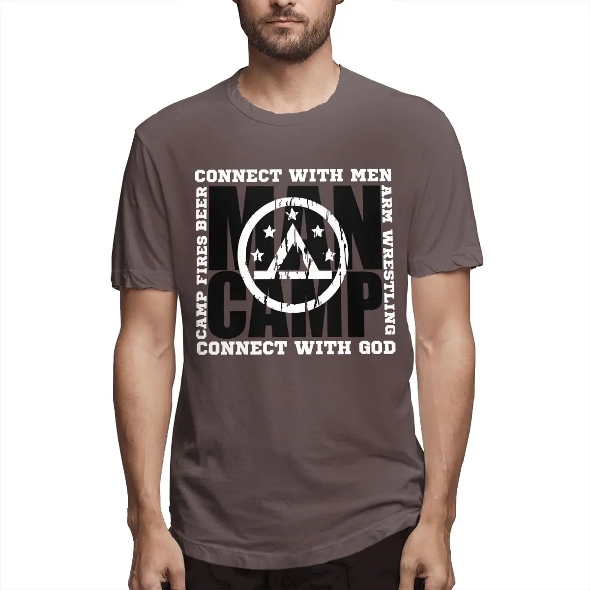 

MANCAMP CONNECT WITH MEN + GOD Essential T Shir Worship Beer Men T Shirts Fun Tees Short Sleeve Pure Cotton Printed Clothes