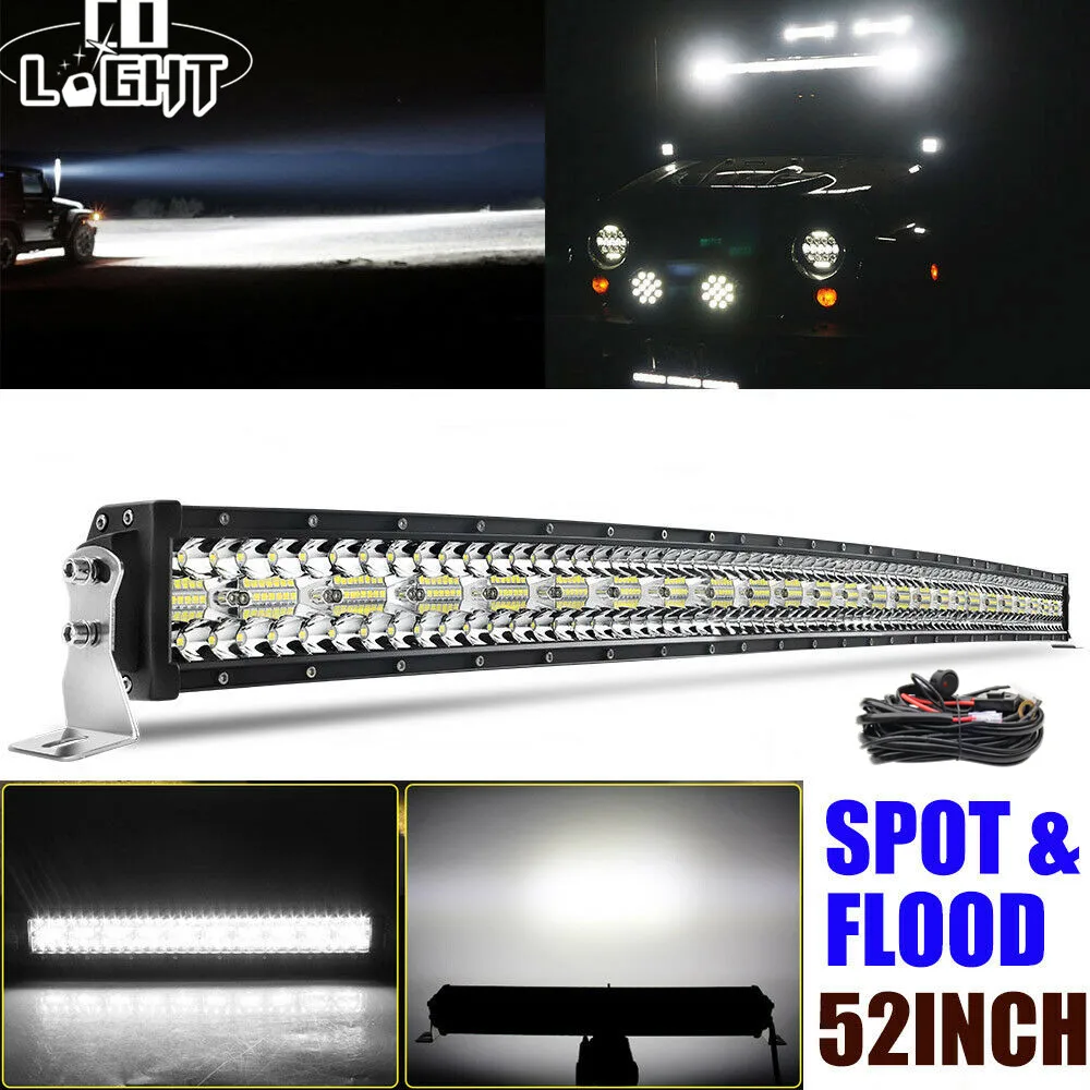 Светодиодный светильник CO LIGHT, 52 дюйма, 12D, 975 Вт, 3-рядный комбинированный прожектор, 4x4, для внедорожника, трактора, внедорожника, нивы, светодиодный светильник льник, 12 В, 24 В