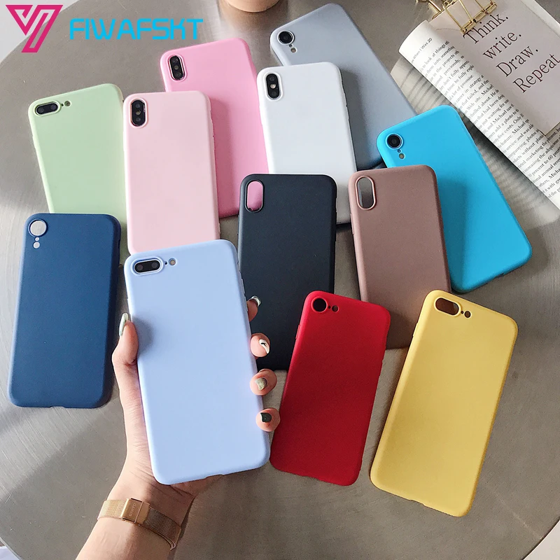 Ударопрочный силиконовый чехол из ТПУ для Apple iPhone 7 Plus 8 6 6s X XS Max XR 5 5S SE, задняя крышка 7 Plus 8, роскошные мягкие матовые цветные чехлы