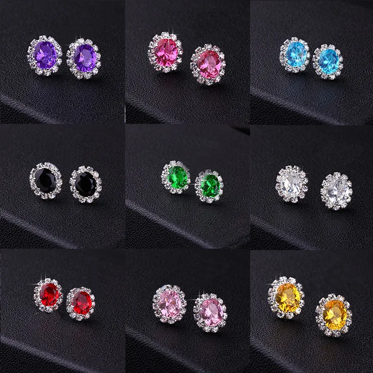 Женские Разноцветные серьги гвоздики с цирконом|Серьги-гвоздики| |