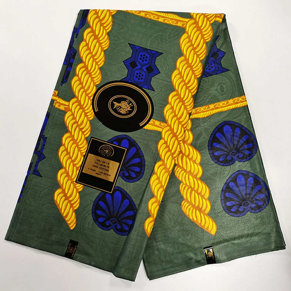 

Green African Print Bazin Fabric New Jacquard Bazin Fashion Print Bazin Lace Brocade Fabric HSB-7