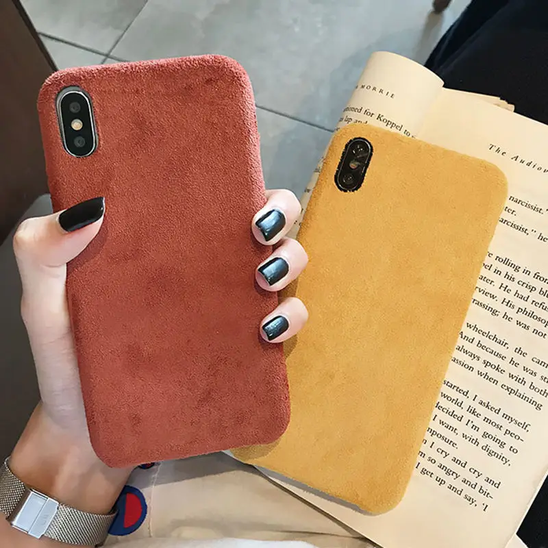 Зимний теплый фланелевый чехол для телефона для iPhone 11 11 Pro Max XR X XS Max 6 6S 7 8 Plus, карамельный цвет, жесткий защитный чехол из поликарбоната