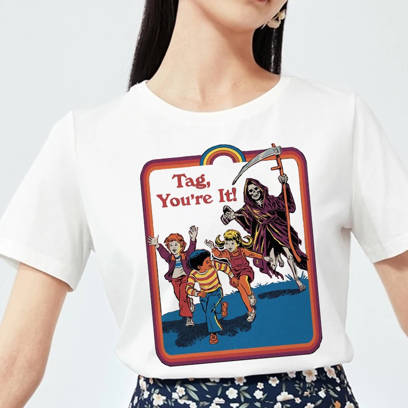 

Vetement Femme 2021 Goth Tag Youre It Satan T Shirt Women Harajuku Graphic Tee Woman Tshirts Short Sleeve Streetwear Punk Tops