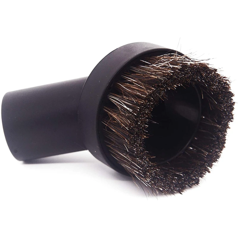 

25MM Horse Hair Round Dust Brush 1.25inch Cleaner Vacuum Brush Soft Bristles with 1-1/4inch to 1-3/8inch Hose Adapter