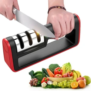 3-Stage Cutter Sharpener Professional Ceramic Tungsten Kitchen Sharpening Tool Stainless Steel+ABS Kitchen Tools Accessories