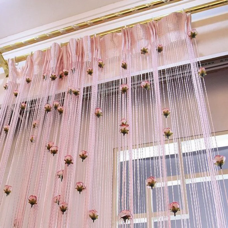 

1pcs Punch-free Curtain Encryption Partition Curtain Window Screen Wedding Feng Shui Bedroom Wedding Decorative Curtain F8393