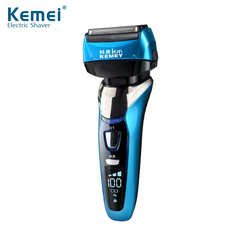 

KM-8150Z 4 Blade Professional Wet&Dry Shaver Rechargeable Electric Razor For Men Beard Trimmer Shaving Machine LCD Display 43D