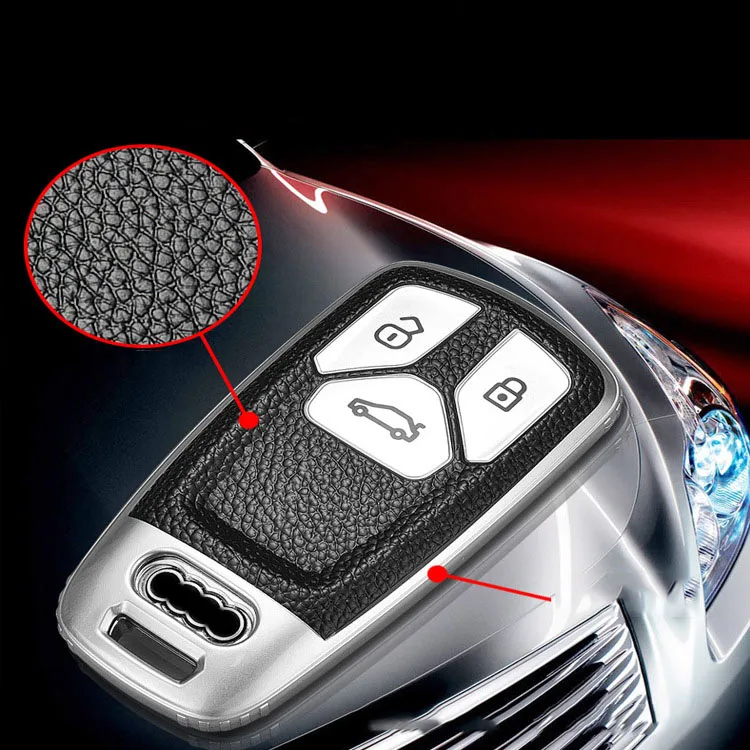 

New Leather TPU Key Case Key Cover For AUDI A4 A4L A5 Q5 Q7 TT 2016 2017 Key Fob 2016 2017 2018 Auto Styling Car Accessories