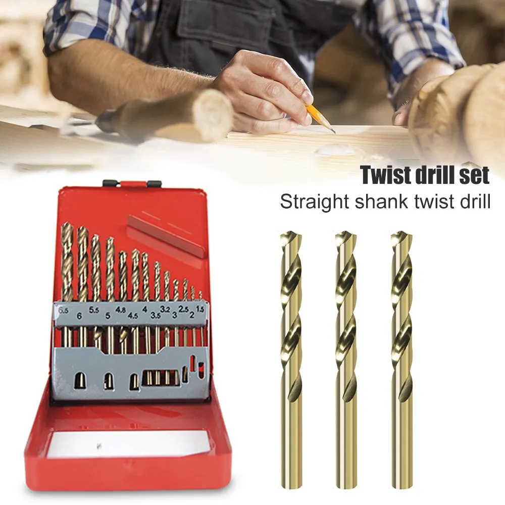 

13/19pcs Cobalt High Hardness Straight Shank Twist Drill Bit Stainless Steel Wood Metal Drilling Accessories With Metal Case