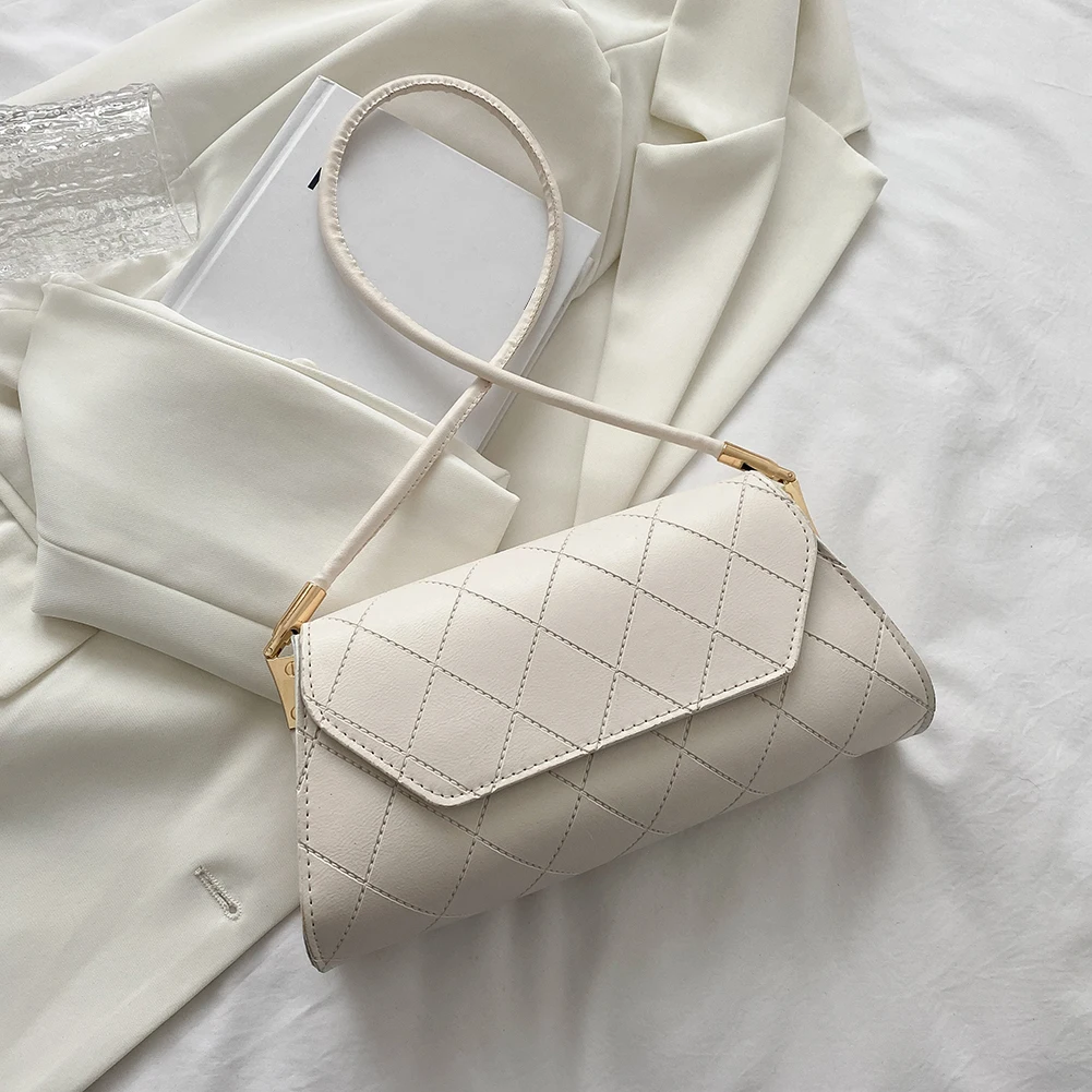 

Fashion Women Bag Lattice Pattern Underarm Ladies PU Leather Small Shoulder Bags Retro Women Fashion Flap Leather Handbags