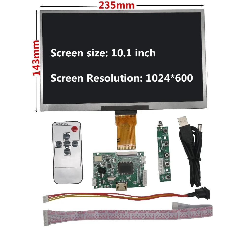 10,1 дюймов 1024*600 HDMI экран ЖК-дисплей с драйвером платы монитор для Raspberry Pi Banana/Orange Pi мини компьютер