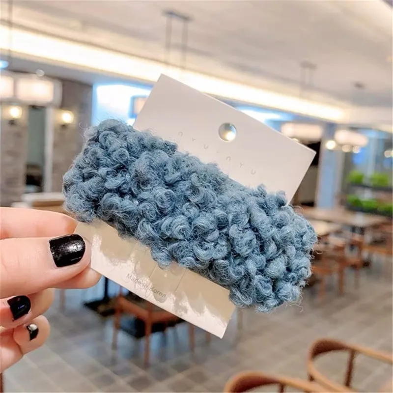 8.5cm Blue01 M MISM плюшевые зимние заколки для волос женские капли BB заколки для волос шерстяные заколки для волос для девочек модные заколки для волос с буквенным принтом аксессуары для волос - Цвет: 8.5cm Blue01