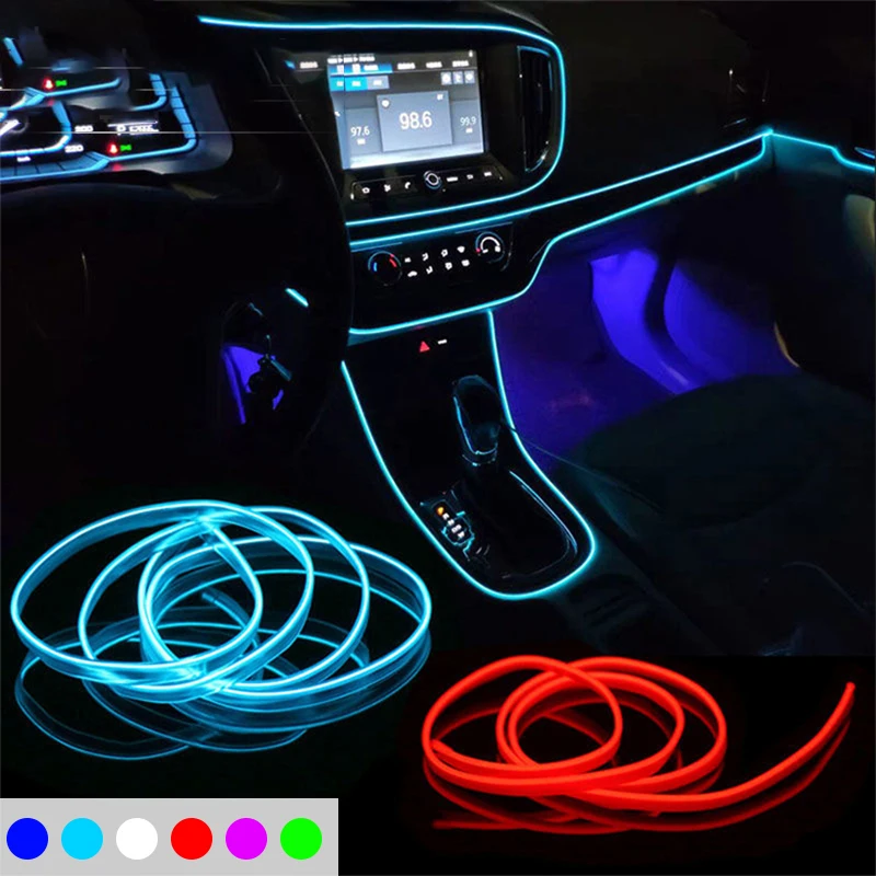 

1M/2M/3M/5M DIY Flexible Ambient Light Car Interior Led Decorative Lamp EL Wiring Neon Strip For Auto USB Party Atmosphere Diode