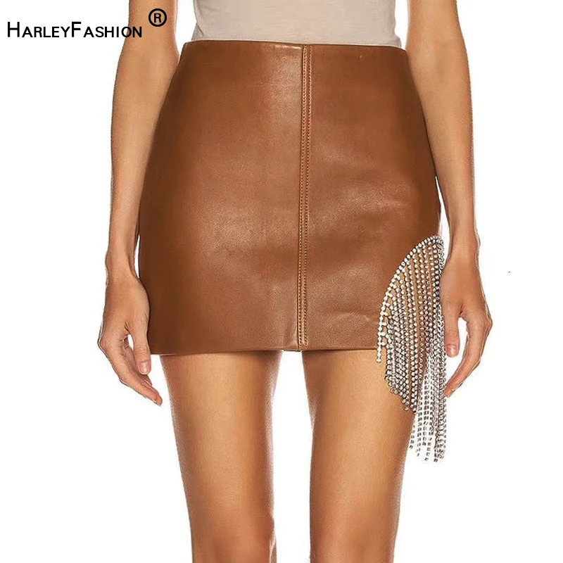 HarleyFashion Модная стильная женская мини из искусственной кожи юбка с высокой талией