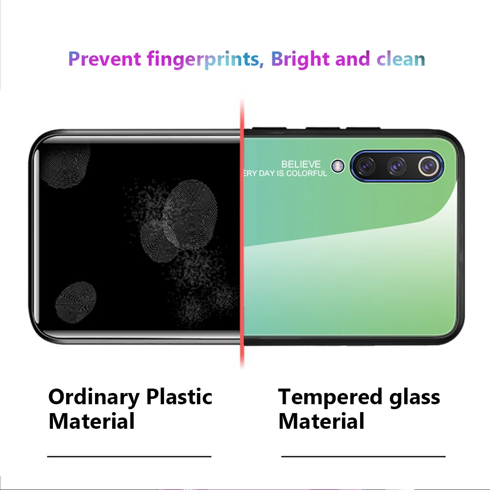 Чехол из закаленного стекла для Xiaomi Mi A3 Lite 9T RedMi 7A Note 7 8 K20 Pro цветной градиентный глянцевый чехол для Xiaomi RedMi Note 8