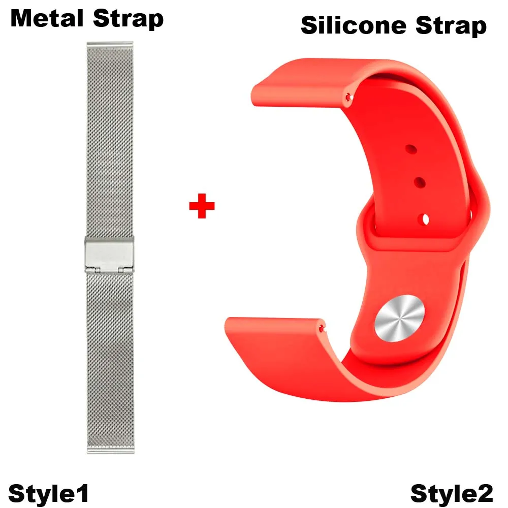 Silver-Red 22 мм браслет ремешок для Xiaomi Huami Amazfit GTR 47 мм Pace Stratos 2 часы ремешок для samsung gear S3 Galaxy 46 мм Correa браслет - Цвет: Silver-Red