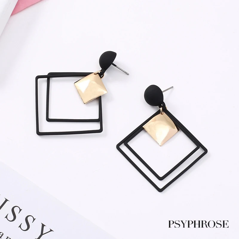 

Korean women's black earrings for women 2021 drop earrings fashion jewelry lovely geometric pendant earings fashion accessories