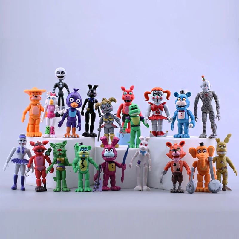 

12/20pcs Security Breach Series Game FNAF Five Nights Midnight Bear Sister Location Circus Funtime Foxy Bonnie Action Figure Toy