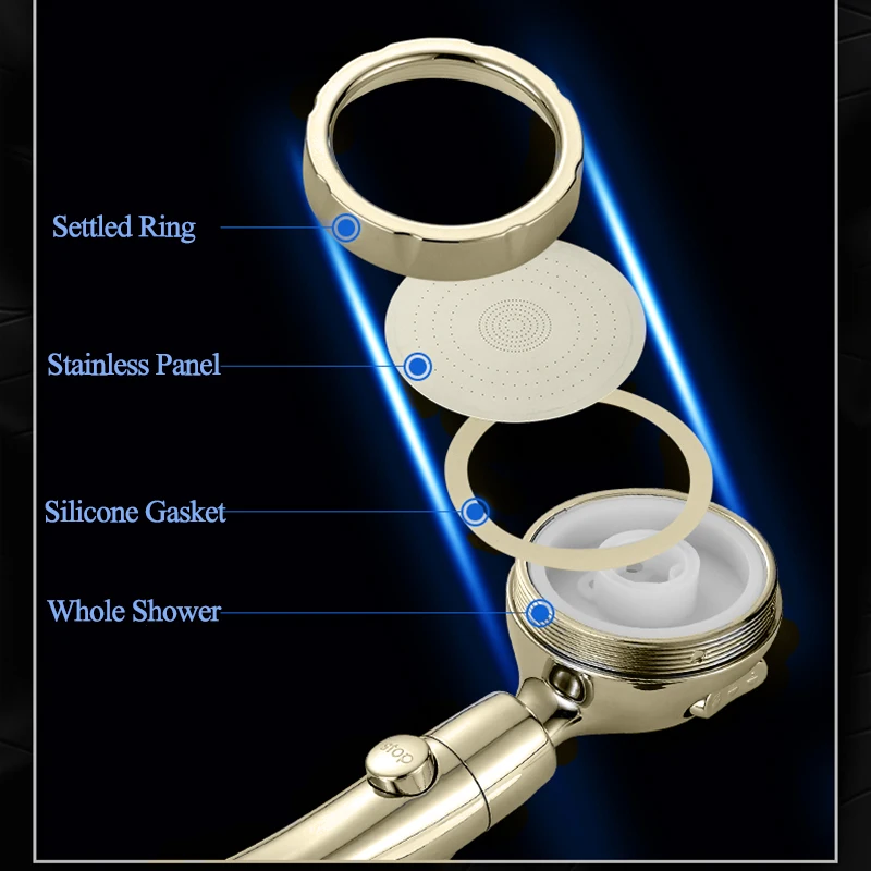 Вращающаяся на 360 градусов Золотая душевая лейка высокого давления в стиле ретро