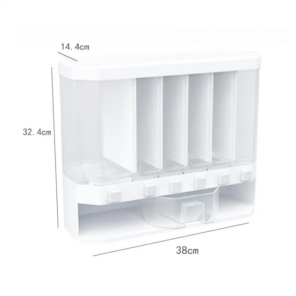 

Wall-mounted Divided Grains Tank Rice Bucket Metered Rice Storage Box Storage Tank Sealed Tank Plastic Automatic Rice Bucke