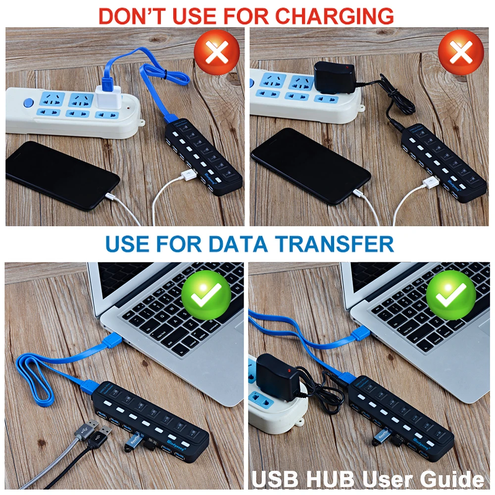 USB 3.0 HUB Type-C Multi Splitter 4/7 Port Expander Multiple USBC 3 Hab Use Power Adapter Hub with Switch For PC | Компьютеры и офис