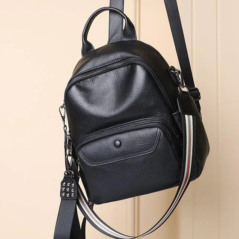 

Women's bag Travel bag Women's backpack High Quality Real Cowhide backpack fashion student bag Leather backpack black