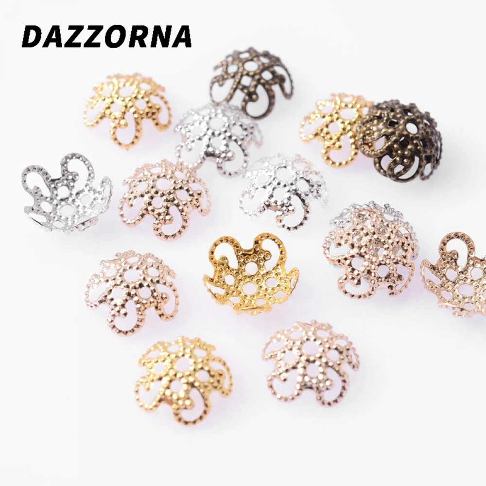 

Бусины-шапочки из сплава в форме цветка, торуса, 10 мм, 100 шт.