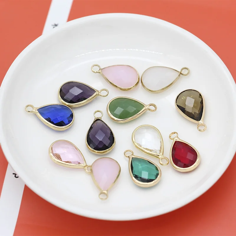 12pc/lot Waterdrop Charms Quartz Crystal Glass Charm Pendant for Necklace Bracelet Earrings Connector DIY Jewelry Making Finding | Дом и сад