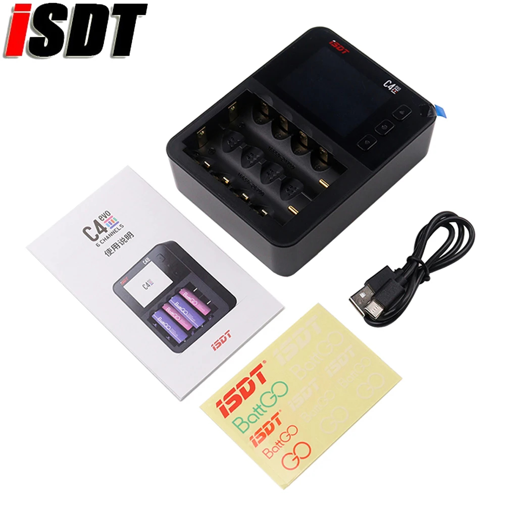 ISDT C4 EVO Смарт Батарея Зарядное устройство с Тип C QC3.0 IPS Экран дисплея для AA AAA 18650 Lipo