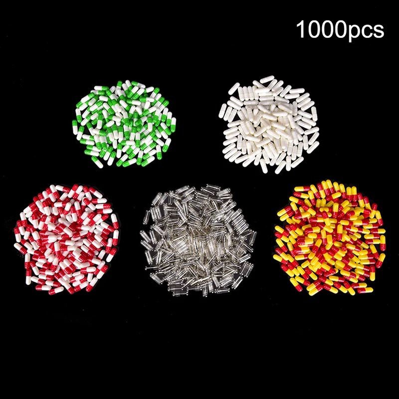 

1000Pcs High Quality Multicolor Empty Gelatin Capsules Pill Vcaps Gel Halal Separated Box 5 Colors Wholeslae