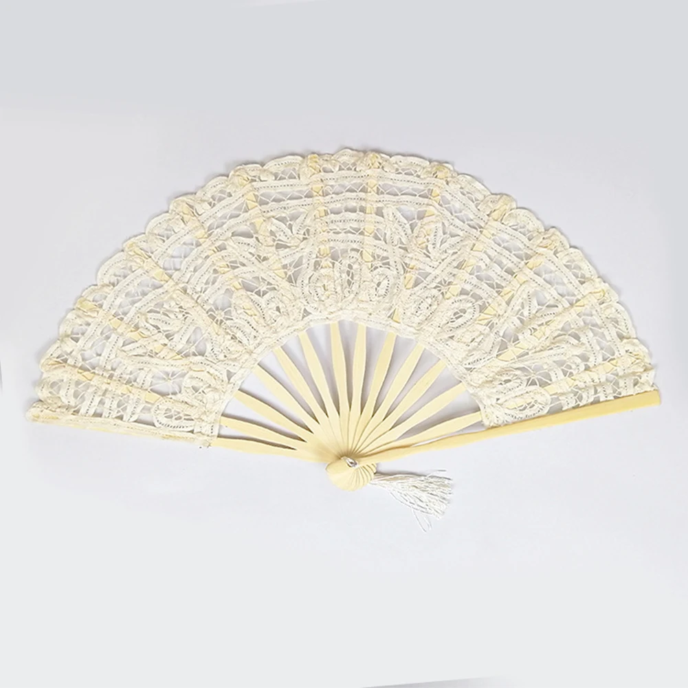 

Wedding Lace Fabric Photography Flower Dancing Handheld Party Decorative Craft Folding Fan Handmade Chinese Style Gift Prom