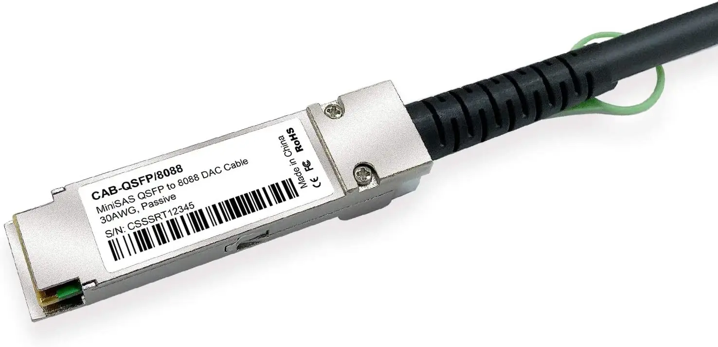 QSFP (SFF-8436) to MiniSAS (SFF-8088) DDR Hybrid SAS Cable, 100-Ohm, 3-m(10ft)