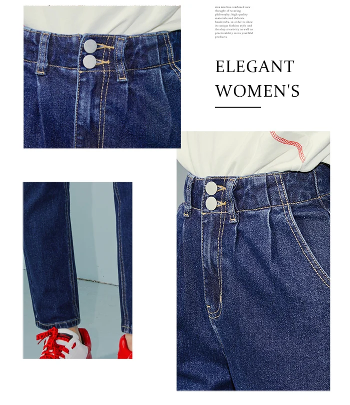 LEIJIJEANS, Новое поступление, двубортные свободные темно-синие брюки от Harlan, крутые джинсы для девочек, большие размеры, женские длинные джинсы 9094