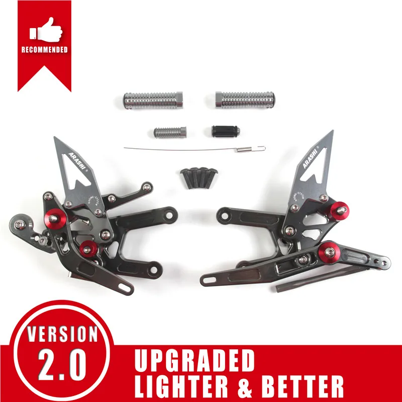 Gray Arashi YZF R6 CNC регулируемая подножка для YAMAHA R6 17 18 Rider Rearset подножки аксессуары для мотоциклов - Цвет: Gray
