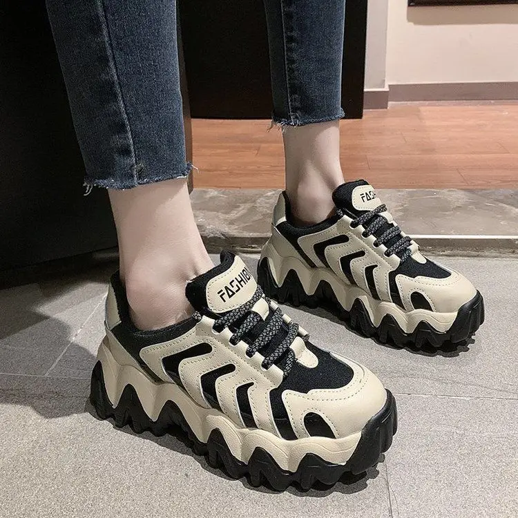 

2020 Fashion Women Sneakers Autumn Platform Chunky Casual Plush Shoes Woman Thick Sole Vulcanized Shoes Basket Female Keep Warm