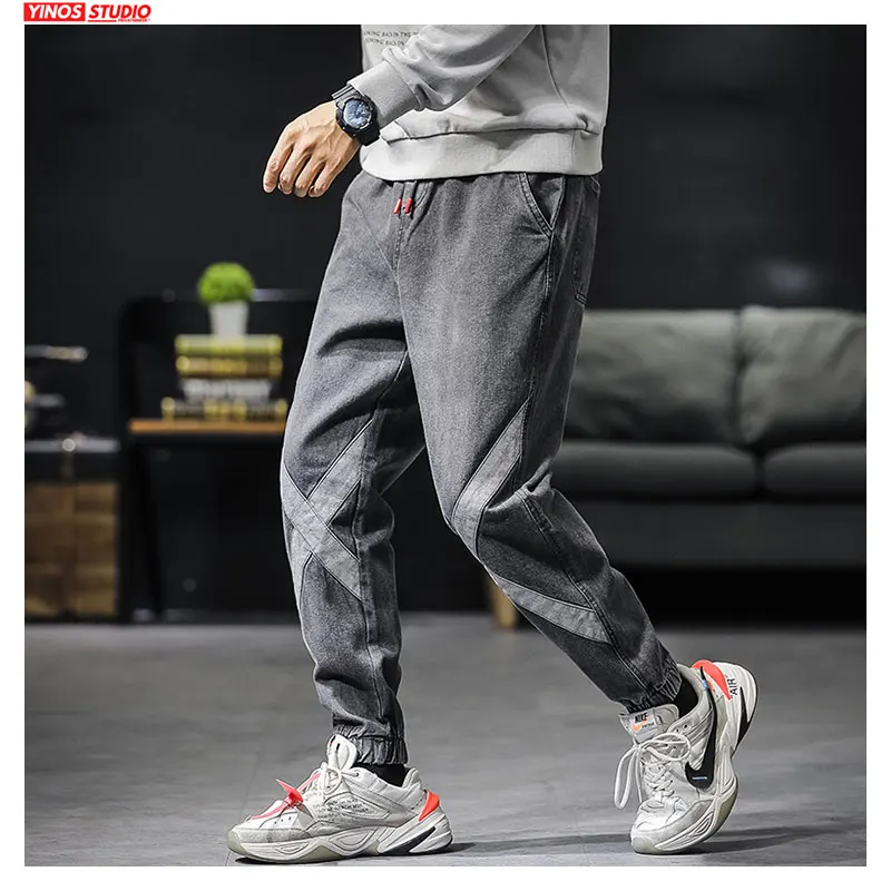 Прямая поставка мужские однотонные мешковатые джинсы уличные длинные брюки