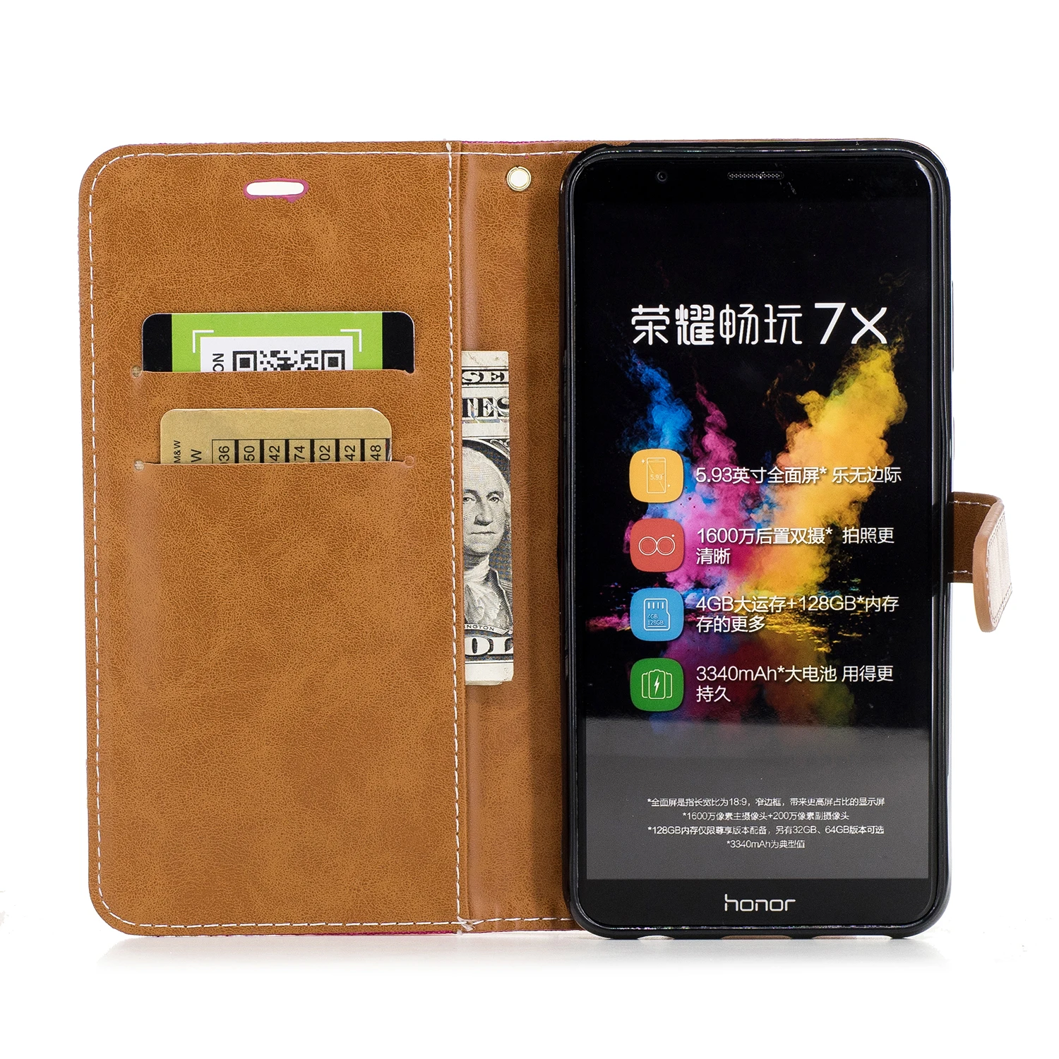 Для Xiaomi Redmi Note 7 Чехол из джинсовой ткани смешанных цветов кожаный