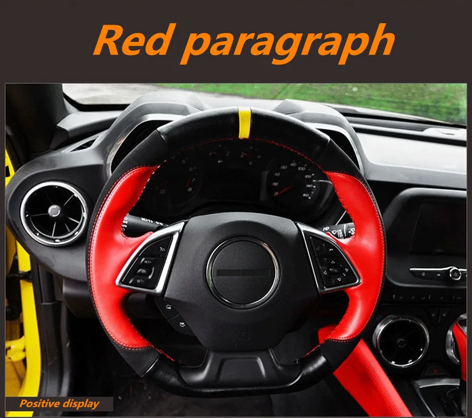 DIY Motion paragraph Genuine leather Hand-Stitched Car steering wheel cover For Chevrolet camaro- Car accessories