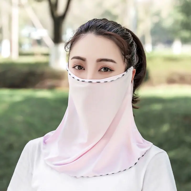 

Summer ice silk sun protection face mask neck shawl female driving travel cycling sunshade breathable veil cool face mask