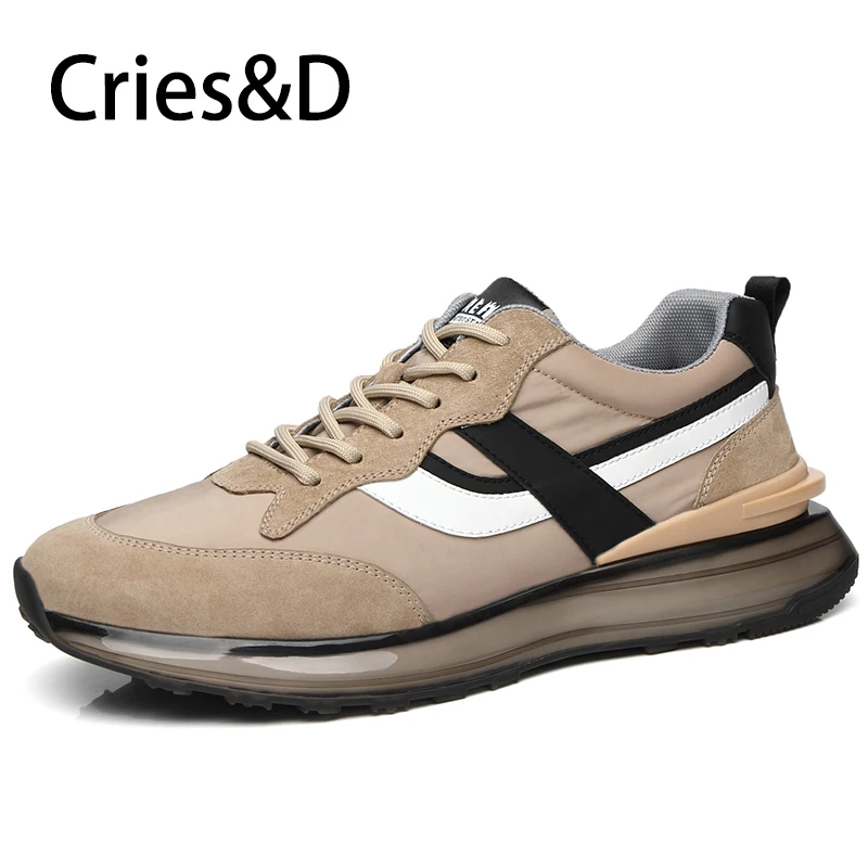 

New Summer Pigskin+Umbrella Cloth Casual Forrest sneakers For Man Running Leisure Tennis Sports Boys Shoes Breathable Outdoor